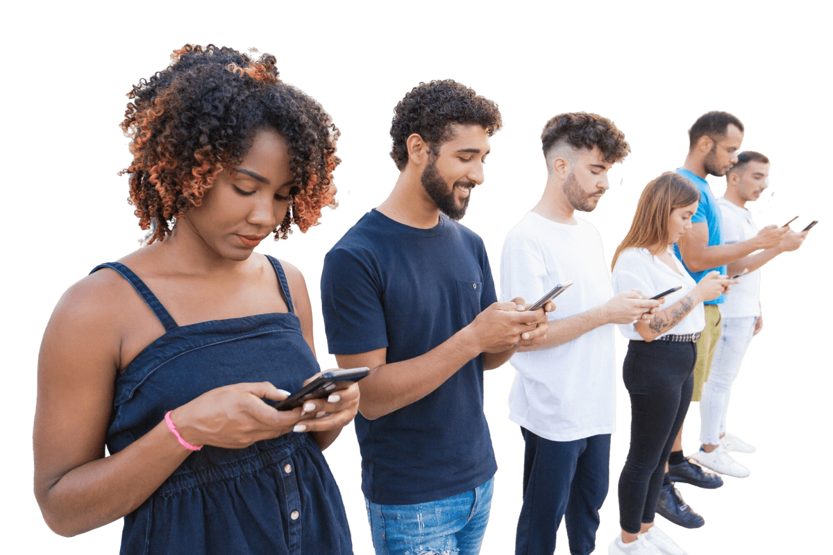 People using phones